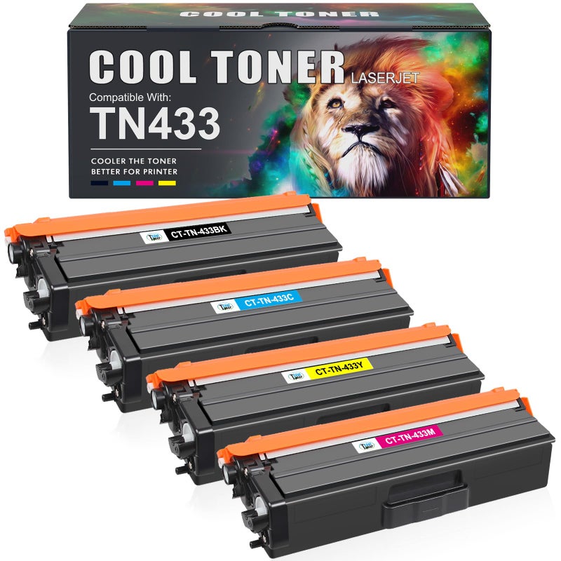 Cool Toner Compatible Toner Cartridge Replacement for Brother TN433 TN-433 TN431 Brother HL-L8360Cdw MFC-L8900Cdw HL-L8260Cdw MFC-L8610Cdw HL-L8360Cdwt Printer Ink (Black Cyan Magenta Yellow, 4 Pack) - Image 1